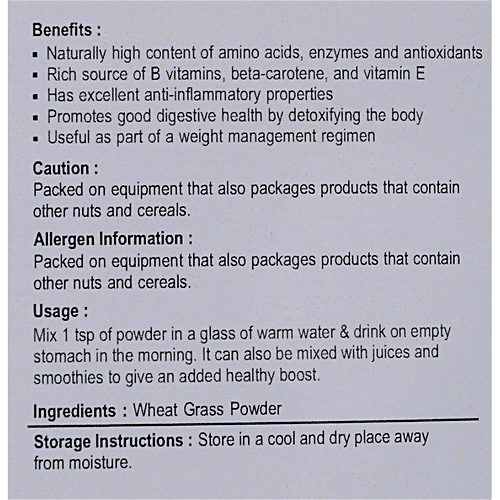 NUTRIWISH Wheat Grass Powder, 500 g  