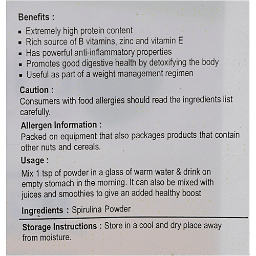 NUTRIWISH Spirulina Powder, 500 g  