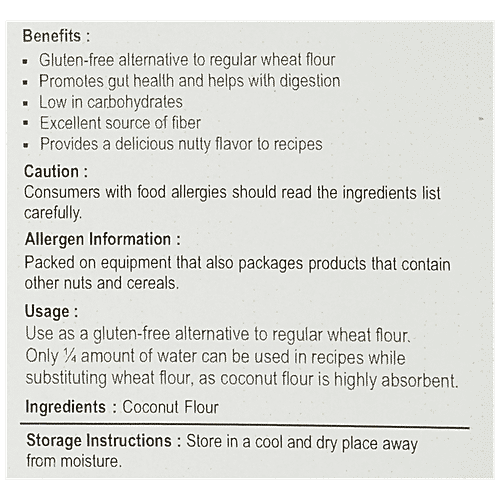 Nutriwish Coconut Flour, 200 g  No Trans Fat, No Cholesterol