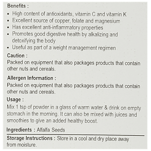 NUTRIWISH Alfalfa Seeds, 250 g  