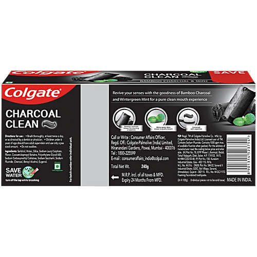 Colgate Charcoal Clean Gel Toothpaste - Bamboo Charcoal & Mint, 240 g (2 x 120 g) 