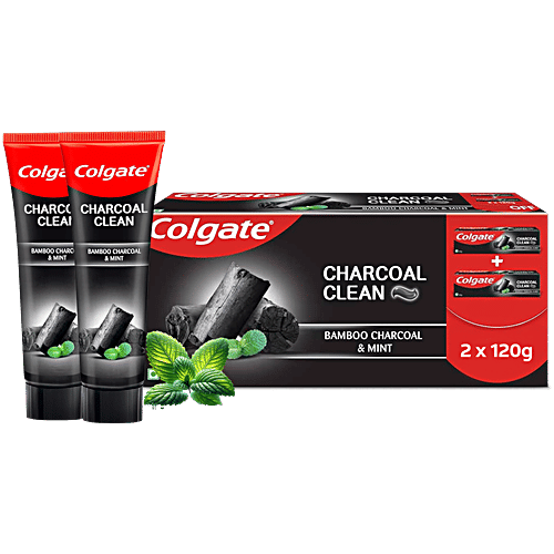 Colgate Charcoal Clean Gel Toothpaste - Bamboo Charcoal & Mint, 240 g (2 x 120 g) 