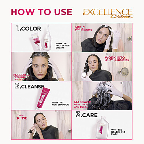 L'Oreal Paris Excellence Creme Hair Colour, 72 ml + 100 g 4.2 Plum Brown 100% Grey Coverage & No Ammonia