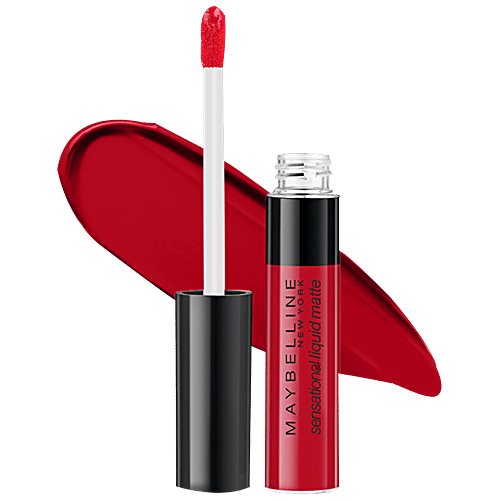 Maybelline New York Sensational Liquid Matte Lipstick - 03 Flush It Red, 7 g  