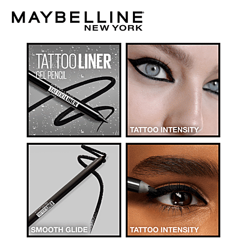 Maybelline New York Tattoo Studio Gel Liner Pencil - Dark Brown, 1.24 g  Water Proof & Smudge Resistant