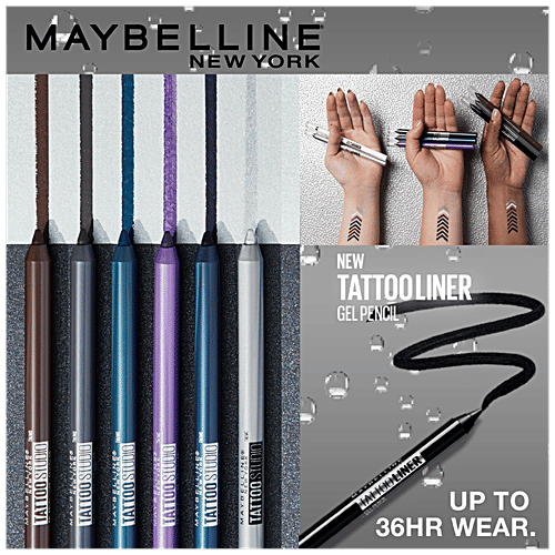 Maybelline New York Tattoo Studio Gel Liner Pencil - Dark Brown, 1.24 g  Water Proof & Smudge Resistant
