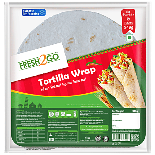 FRESH2GO Plain Tortilla Wrap, 6 pcs  No Trans Fat, Suitable for Freezing