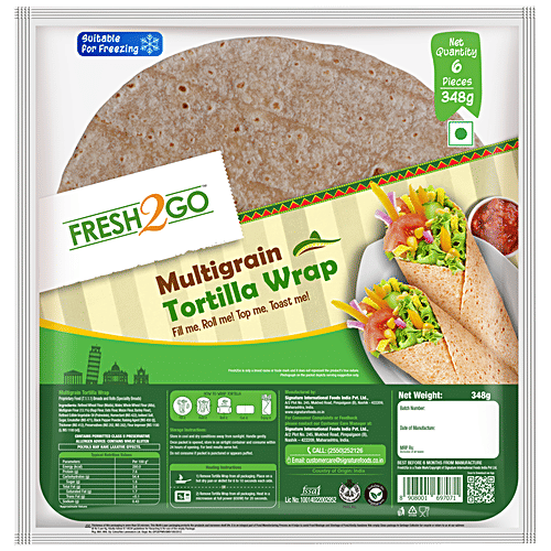 FRESH2GO Multigrain Tortilla Wrap, 6 pcs  No Trans Fat, Suitable for Freezing