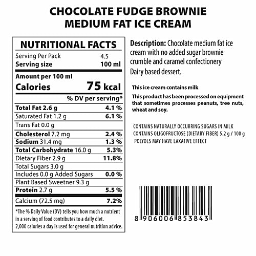 Buy THE BROOKLYN CREAMERY Chocolate Fudge Brownie Ice Cream Low