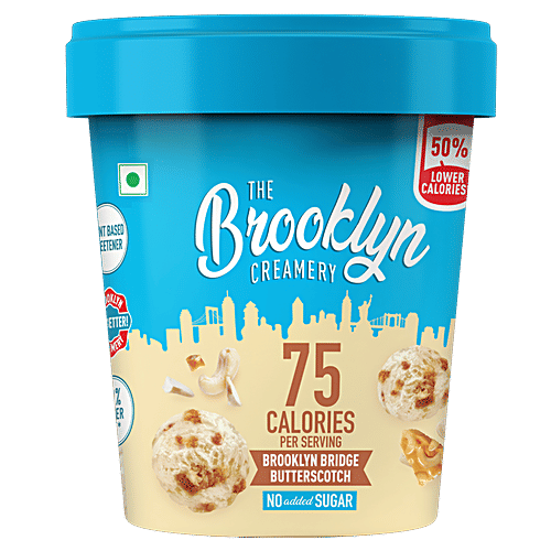 The Brooklyn Creamery Low Calories Ice Cream - Brooklyn Bridge Butterscotch, No Added Sugars, 450 ml Tub No Added Sugar, 50% Lower Calories