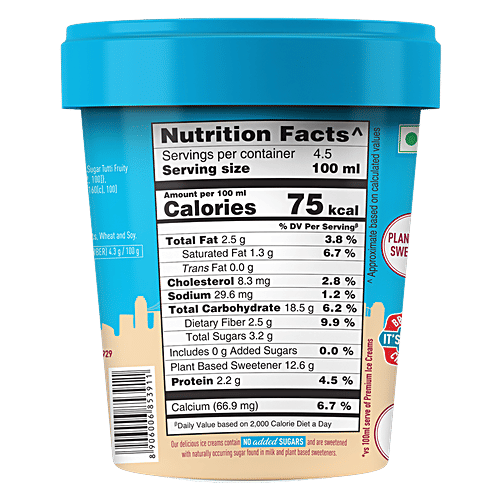 The Brooklyn Creamery Tutti Frutti Ice Cream, 450 ml Tub No Added Sugar, 50% Lower Calories