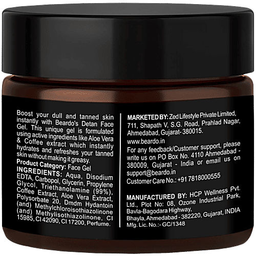 Beardo De-Tan Face Gel For Men, 50 g  Packed with Antioxidants