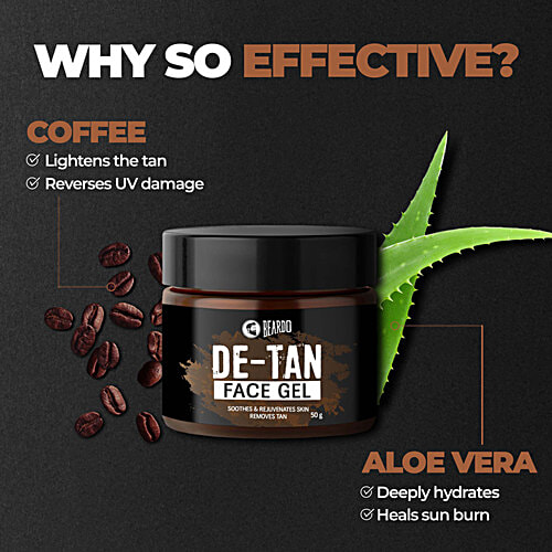Beardo De-Tan Face Gel For Men, 50 g  Packed with Antioxidants