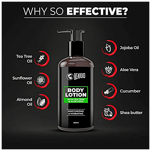 Beardo Body Lotion With Aloe Vera & Tea Tree Oil For Hydrating & Moisturising, 300 ml  