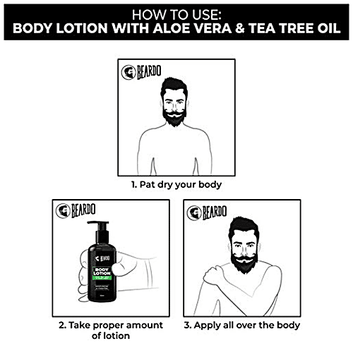 Beardo Body Lotion With Aloe Vera & Tea Tree Oil For Hydrating & Moisturising, 300 ml  
