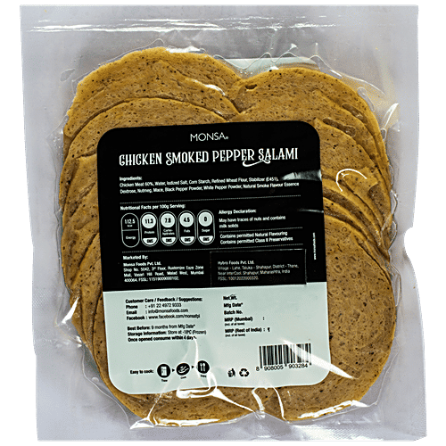 Monsa Chicken Smoked and Pepper Salami, 250 g Vacuum Packed No Artificial Colourings Used