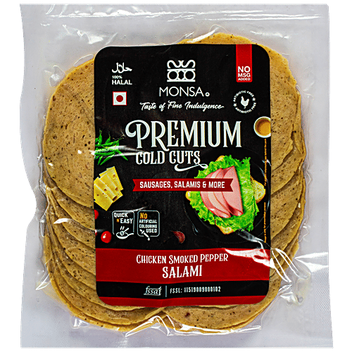 Monsa Chicken Smoked and Pepper Salami, 250 g Vacuum Packed No Artificial Colourings Used