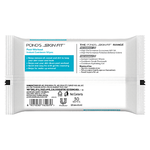Ponds Skin Fit - Post-Workout Instant Cooldown Wipes, 30 Pulls  