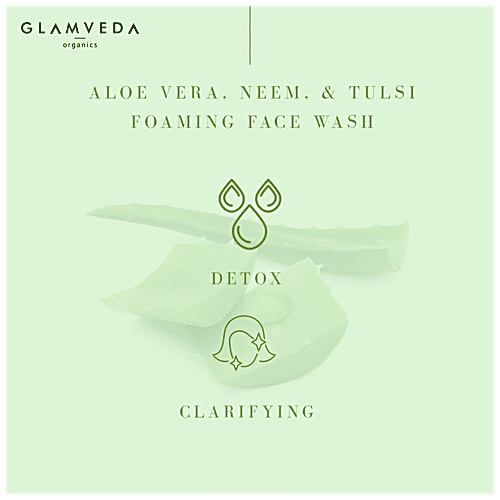 Glamveda Foaming Cleanser Face Wash - Aloe Vera & Tulsi, For Skin Types, Free From Harmful Chemicals & Paraben, 150 ml  Free from Harmful Chemicals & Paraben
