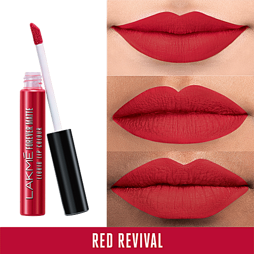 Lakme Forever Matte Liquid Lip Colour - Red Revival, 5.6 ml  