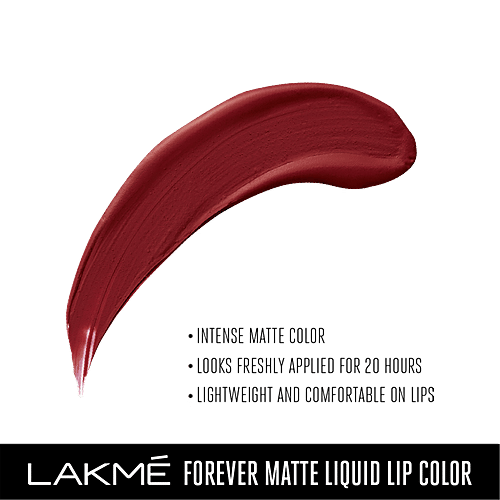 Lakme Forever Matte Liquid Lip Colour - Crimson Rose, 5.6 ml  