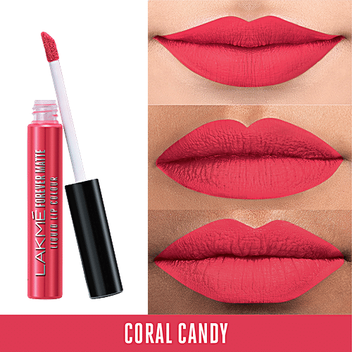 Lakme Forever Matte Liquid Lip Colour - Coral Candy, 5.6 ml  