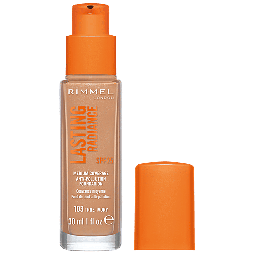 Rimmel London Lasting Radiance Medium Coverage Anti-Pollution Foundation - True Ivory, 30 ml  