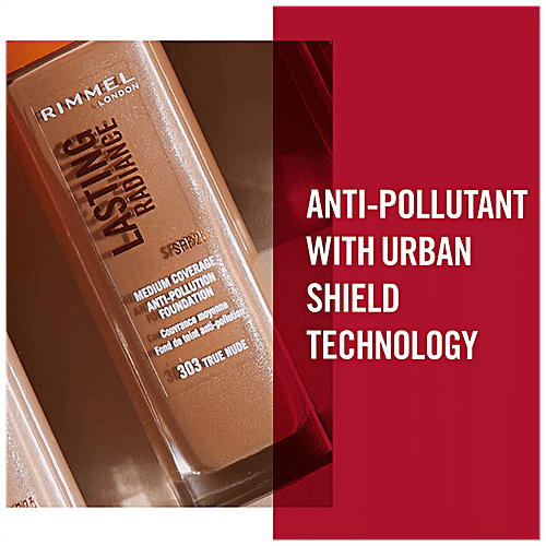 Rimmel London Lasting Radiance Medium Coverage Anti-Pollution Foundation - True Ivory, 30 ml  