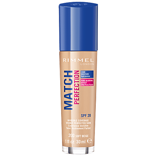 Rimmel London Match Perfection Foundation - 200 Soft Beige, 30 ml  