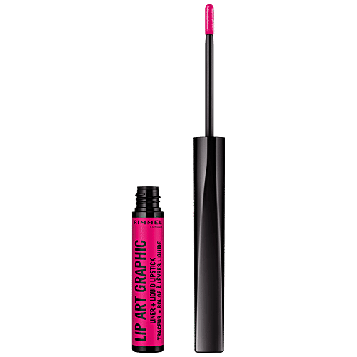 Rimmel London Lip Art Graphic 2-In-1 Liquid Lipstick & Lip Liner - Bait, 1.8 ml  