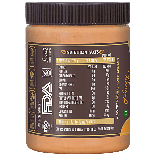 Alpino Honey Natural Peanut Butter - Crunch, Gluten Free, Vegan, 400 g  