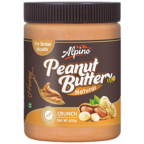 Alpino Honey Natural Peanut Butter - Crunch, Gluten Free, Vegan, 400 g  