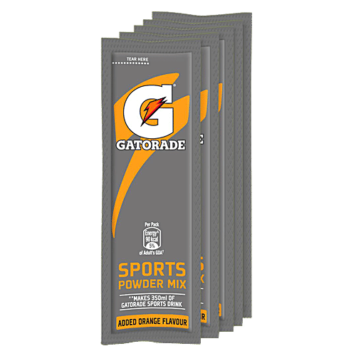 Gatorade Sports Powder Mix - Orange Flavour, Sipper Pack, 125 g (5 Sachets x 25 g Each)
