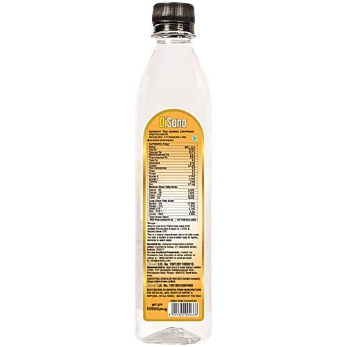 Disano Cold Pressed Virgin Coconut Oil, 500 ml  
