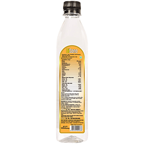 Disano Cold Pressed Virgin Coconut Oil, 500 ml  