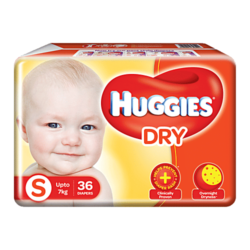 Huggies New Dry Diapers - Small Size, 36 pcs (Pack of 2) 