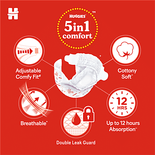 Huggies Huggies Complete Comfort Dry Tape Newborn - Small (NB-S) Size Baby Tape Diapers, Combo Pack of 2, 36 count per pack, 72 count, with 5 in 1 Comfort, y  