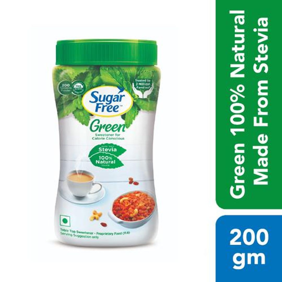 Sugar Free Green Sweetener With Stevia, 200 g Bottle