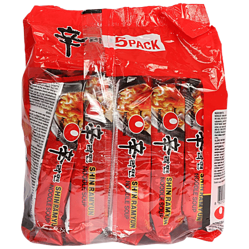 NONGSHIM Shin Ramyun 5-In-1 Noodle Soup - Gourmet Spicy, 600 g Pouch 