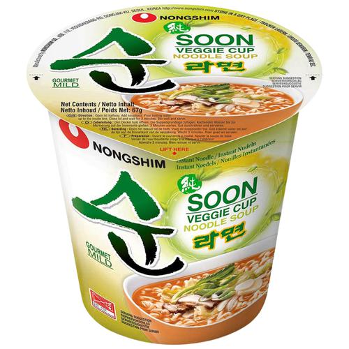 NONGSHIM Soon Veggie Cup Noodle Soup - Gourmet Mild, 67 g Cup 