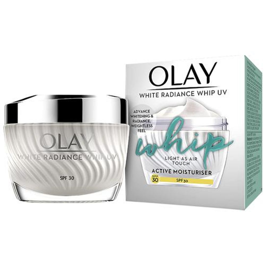Olay White Radiance Whip Active Moisturiser - UV SPF 30, Light As Air Touch, 50 ml 