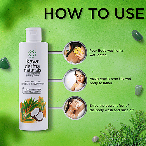 Kaya Clinic Coconut & Tea Tree Oil Nourishing Body Wash, 240 ml  Ph Balanced, Free From Paraben & Soap