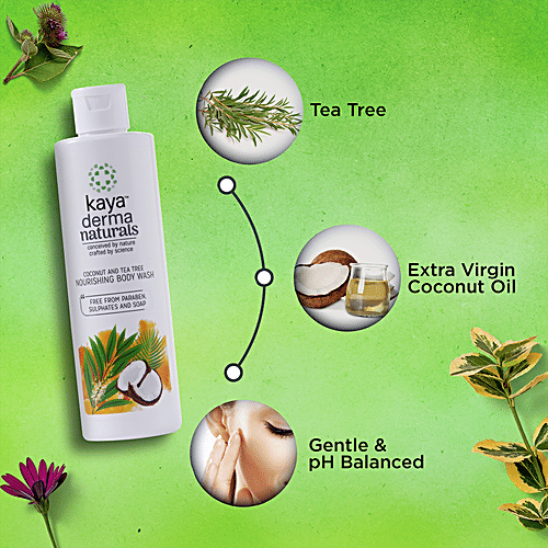 Kaya Clinic Coconut & Tea Tree Oil Nourishing Body Wash, 240 ml  Ph Balanced, Free From Paraben & Soap