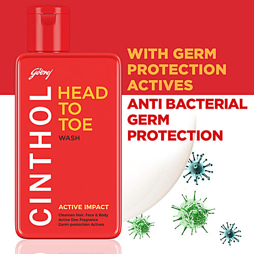 Buy Cinthol Head To Toe Wash Active Impact, Cleanses Hair, Face & Body Online at Best Price of