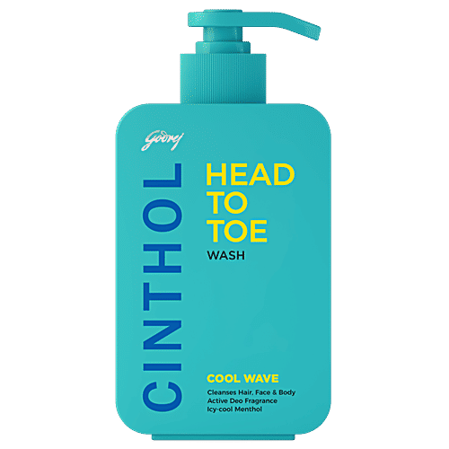 Cinthol Head To Toe Wash - Cool Wave, Cleanses Hair, Face & Body, Cooling Menthol, 300 ml  Blast of Freshness