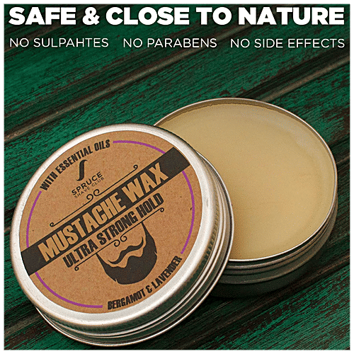 Spruce Shave Club Beard & Moustache Wax For Ultra Strong Hold - Bergamot & Lavender, 50 g Long-Lasting