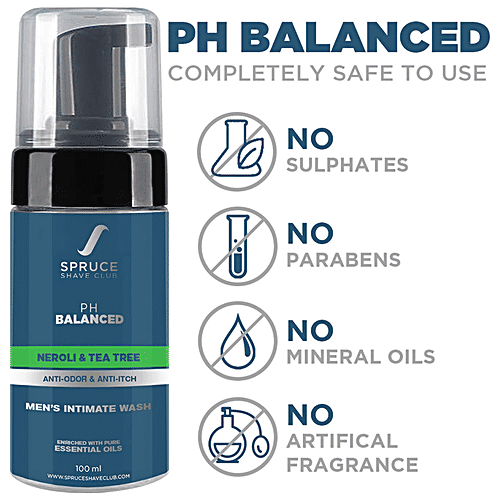 Spruce Shave Club Intimate Wash For Men - Ph Balanced, Tea Tree & Neroli, 100 g  No Artificial Fragrance