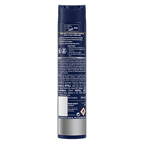 Nivea Fresh Boost Deodorant - 48h Long Lasting Freshness With Fresh Musk Scent, 200 ml  48h Long lasting Freshness