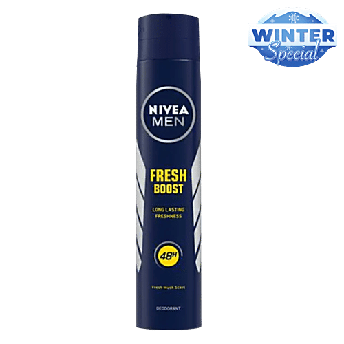Nivea Fresh Boost Deodorant - 48h Long Lasting Freshness With Fresh Musk Scent, 200 ml  48h Long lasting Freshness