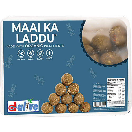 D-Alive Organic Maai Ka Ladoo - Sugar-Free, Ultra-Low GI, No Preservatives, 250 g  